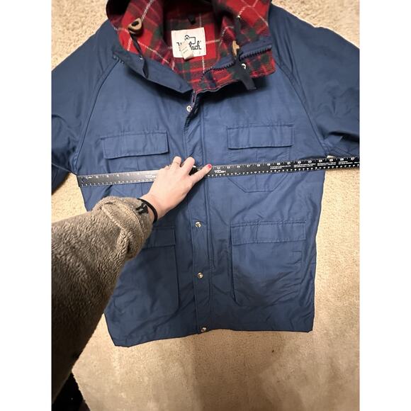 Woolrich Vtg Blue Barn Coat Red Wool Plaid Lining 1960’s Men Sz L USA Gorpcore - Picture 11 of 16
